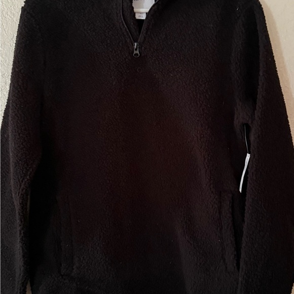 Old Navy Black Sherpa Quarter-Zip Pullover - Picture 3 of 5
